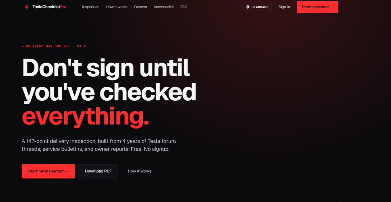 TeslaChecklistPro screenshot